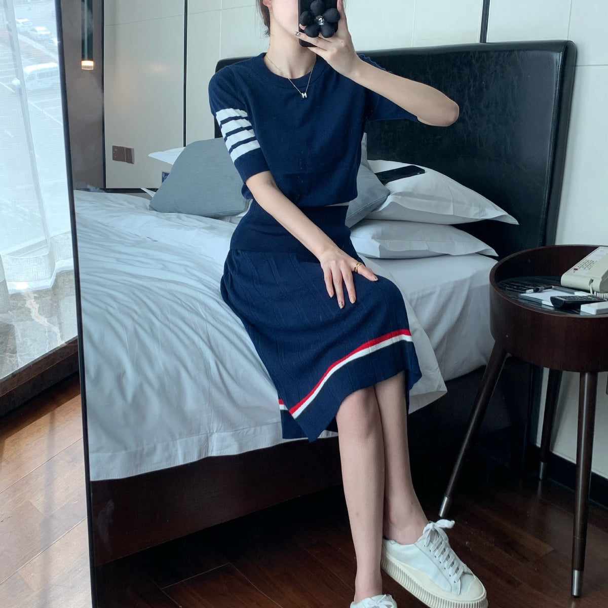 Thom Browne Women's T-Shirt & Midi Skirt Set