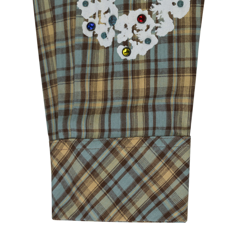 Tan Cotton Wreath Western Button Up