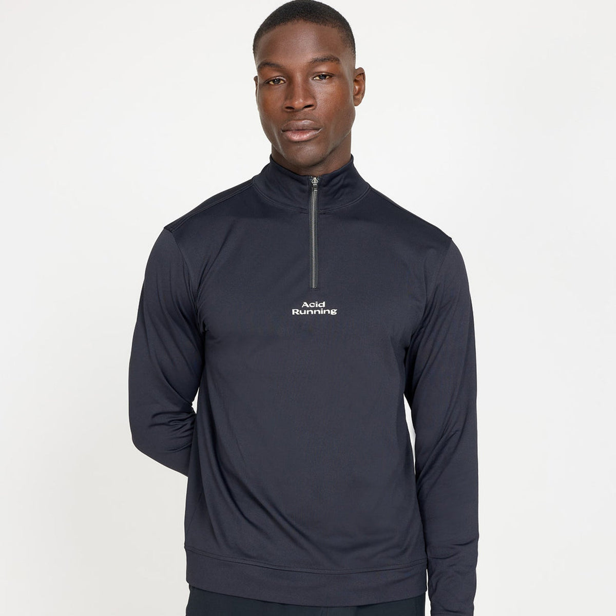 Acid Running Logo Quarter Zip: Black