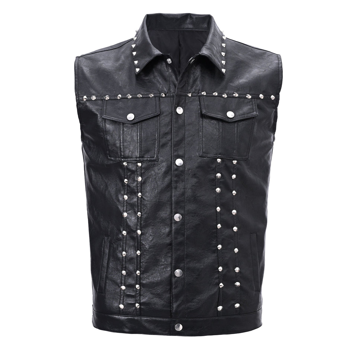 Studded Biker Punk Faux Leather Vest Unisex