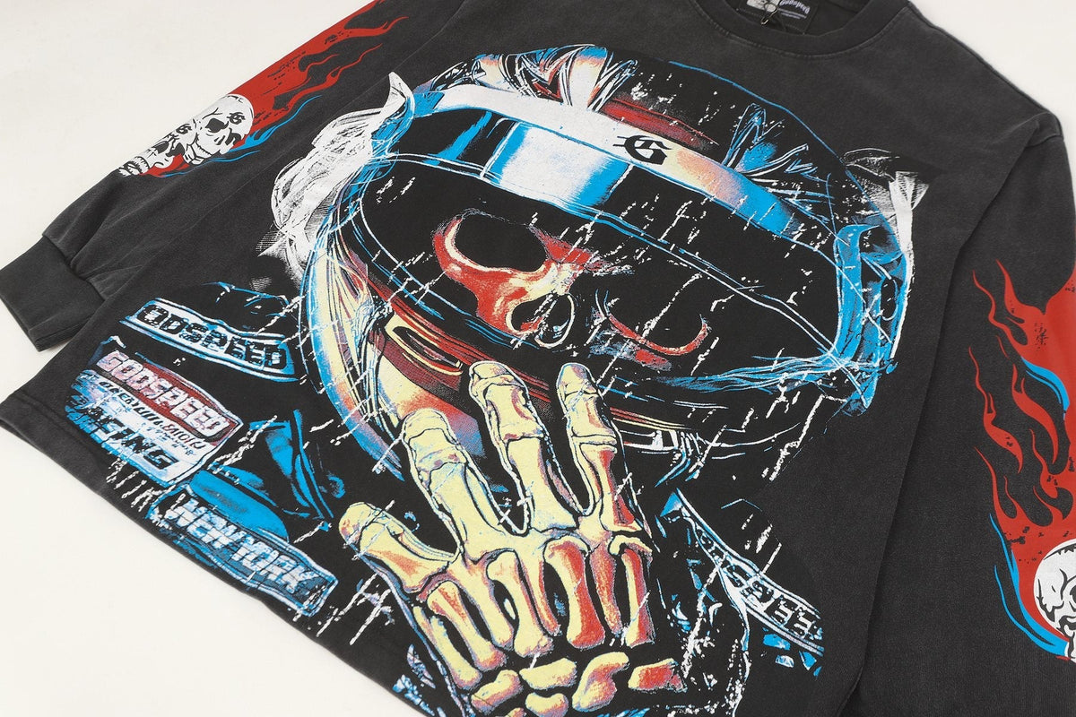 Godspeed Washed Black Rock Graphic Long-Sleeve T-Shirt