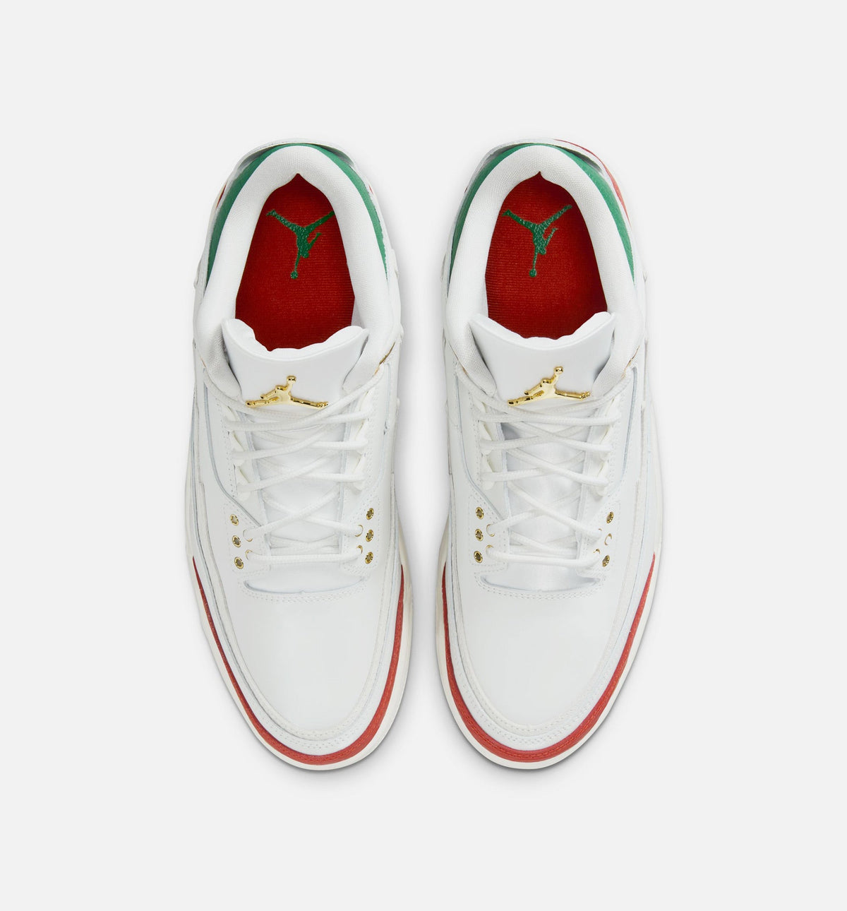 Air Jordan 3 Retro El Vuelo Men's Sneakers - Summit White / Pine Green / Dragon Red / Metallic Gold