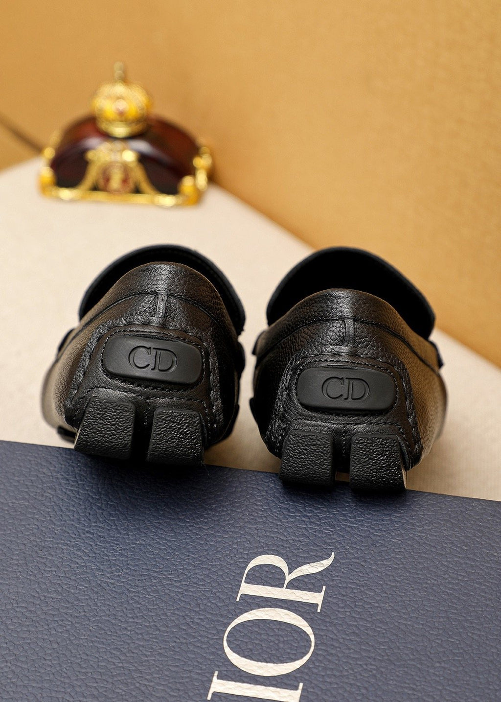 Dior Black Textured Leather Loafers