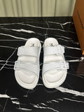 Louis Vuitton Men's White Double-Buckle Slide Sandals