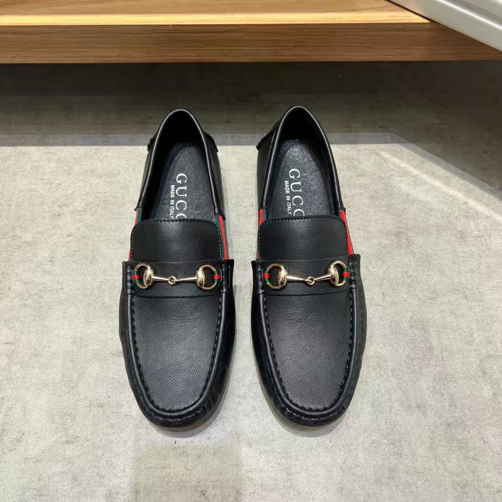 Gucci Black Stripe Bit Loafers