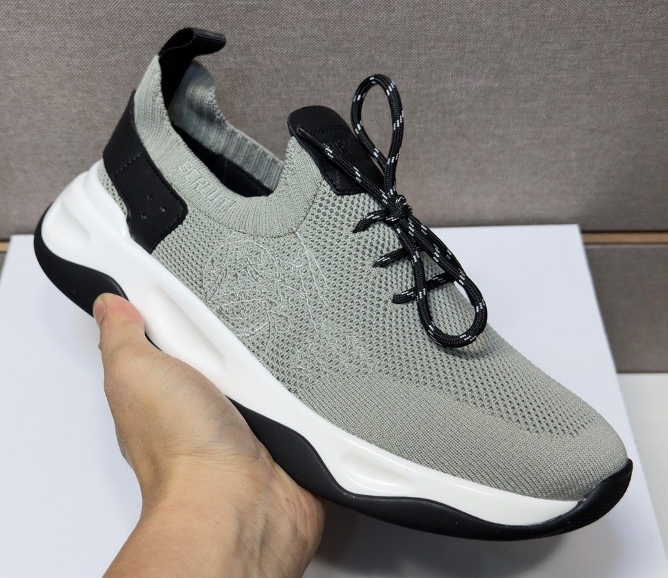 Berluti Gray-Green Lace-Up Sneakers